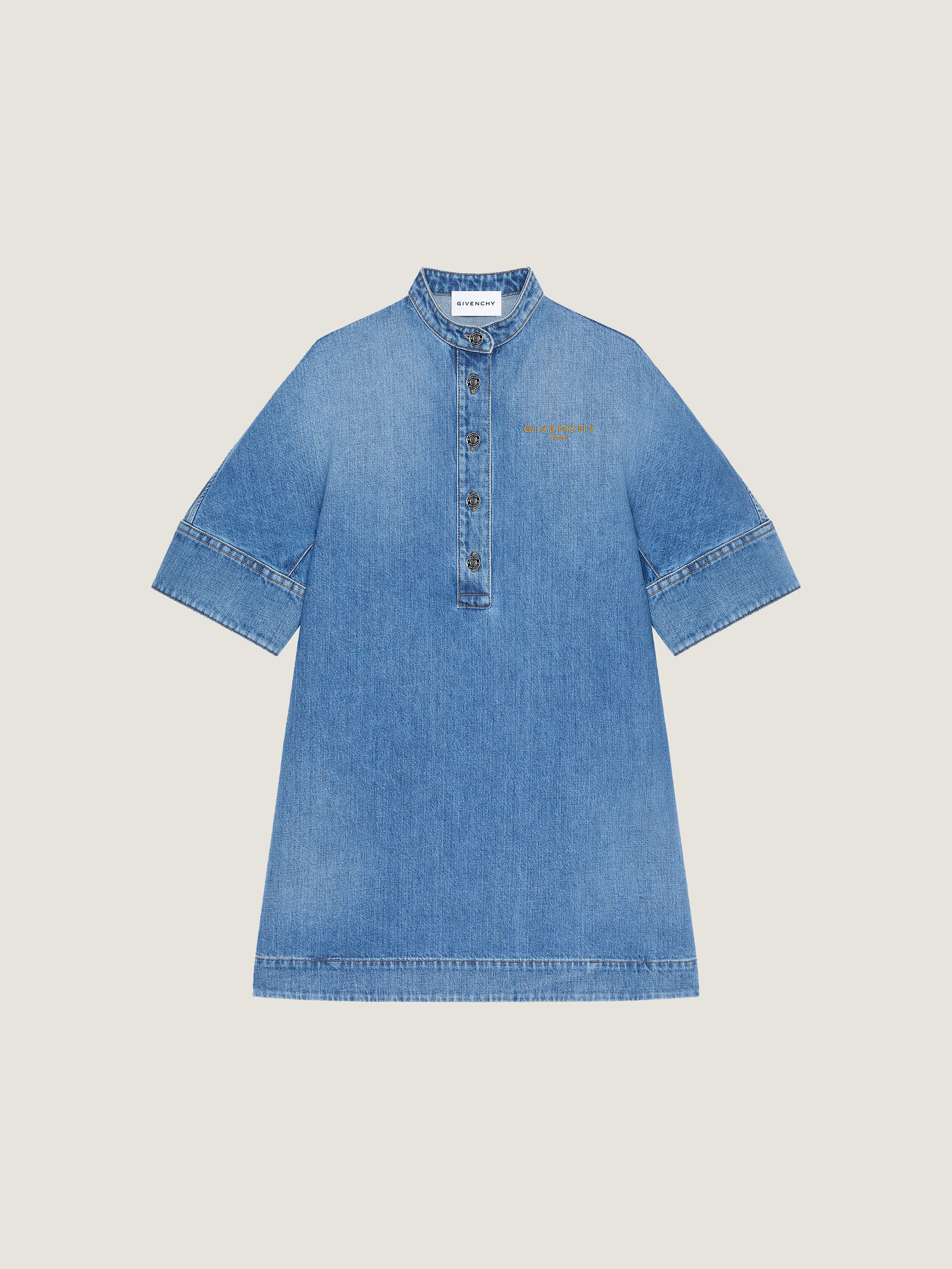 Shirt dress in washed denim